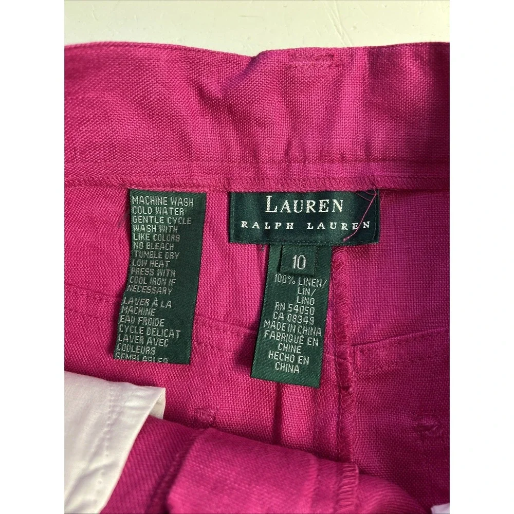 lauren ralph lauren High Waist‎ hot Pink  Skirt Size 10 Linen 100% Boho Vacation